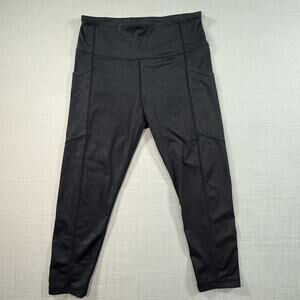 Kiava Black Snake Print High Waisted Workout Leggings Snakeskin Design M